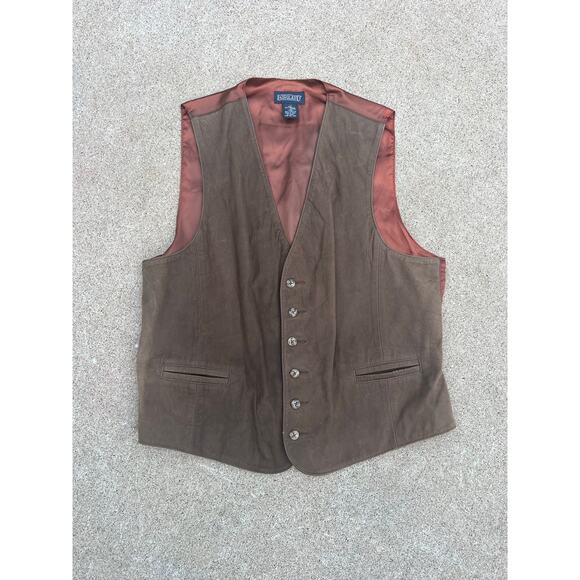 Vintage Lands' End Genuine Leather Adjustable Back Vest – Size Large - Picture 1 of 7